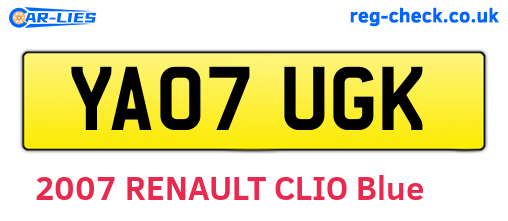 YA07UGK are the vehicle registration plates.