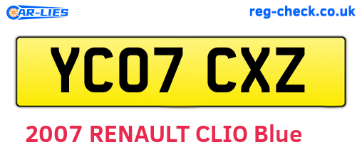 YC07CXZ are the vehicle registration plates.