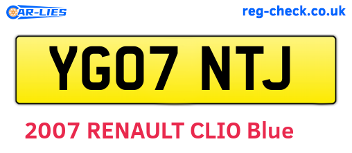 YG07NTJ are the vehicle registration plates.