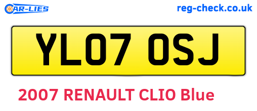 YL07OSJ are the vehicle registration plates.
