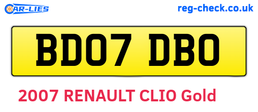 BD07DBO are the vehicle registration plates.