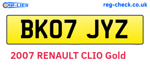 BK07JYZ are the vehicle registration plates.