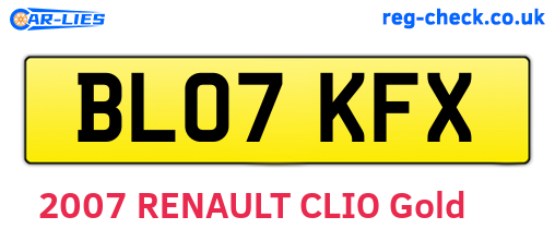 BL07KFX are the vehicle registration plates.