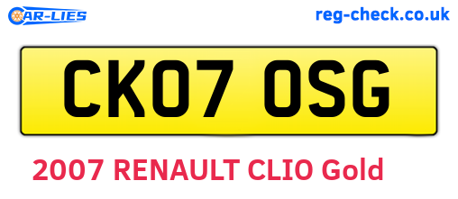 CK07OSG are the vehicle registration plates.