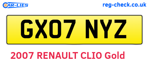 GX07NYZ are the vehicle registration plates.