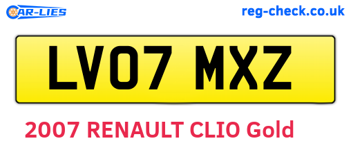 LV07MXZ are the vehicle registration plates.
