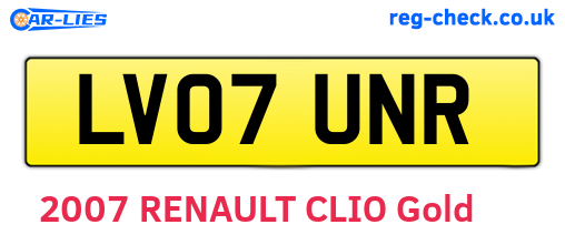 LV07UNR are the vehicle registration plates.