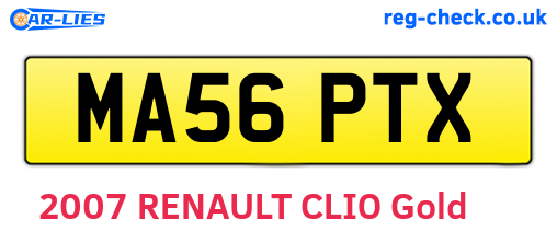 MA56PTX are the vehicle registration plates.