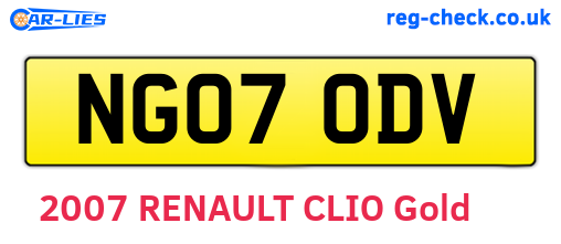 NG07ODV are the vehicle registration plates.