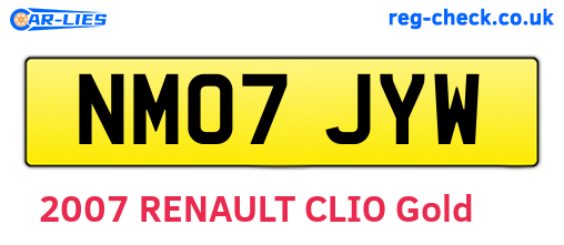 NM07JYW are the vehicle registration plates.
