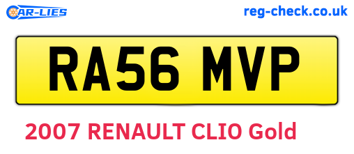 RA56MVP are the vehicle registration plates.