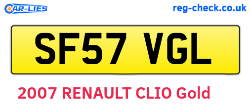 SF57VGL are the vehicle registration plates.