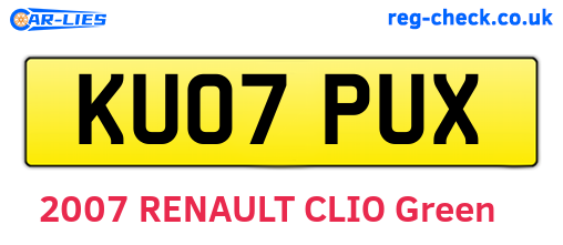 KU07PUX are the vehicle registration plates.
