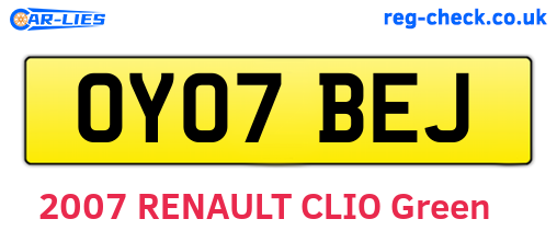 OY07BEJ are the vehicle registration plates.