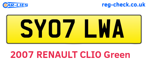 SY07LWA are the vehicle registration plates.