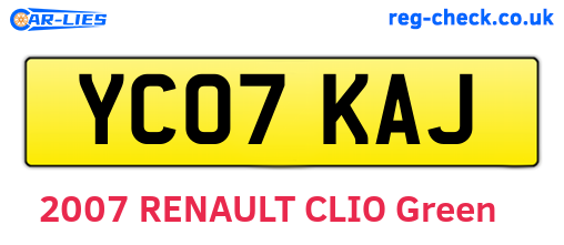 YC07KAJ are the vehicle registration plates.