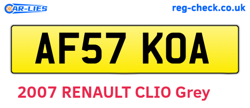 AF57KOA are the vehicle registration plates.