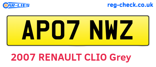 AP07NWZ are the vehicle registration plates.