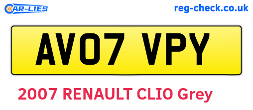 AV07VPY are the vehicle registration plates.