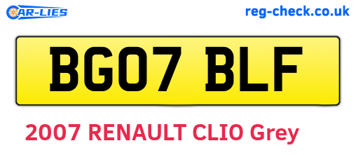 BG07BLF are the vehicle registration plates.