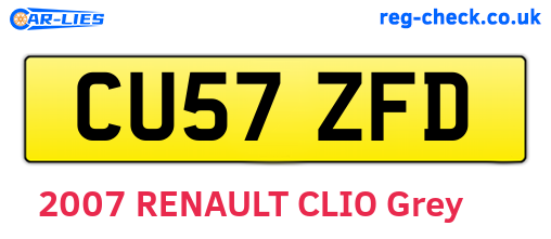 CU57ZFD are the vehicle registration plates.