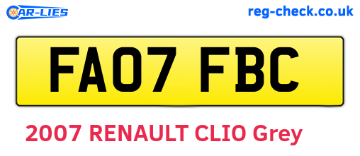FA07FBC are the vehicle registration plates.