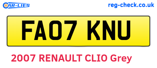 FA07KNU are the vehicle registration plates.