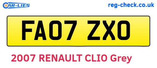 FA07ZXO are the vehicle registration plates.