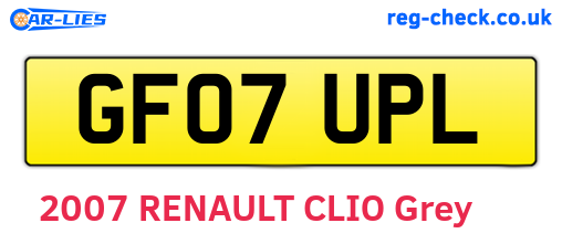 GF07UPL are the vehicle registration plates.