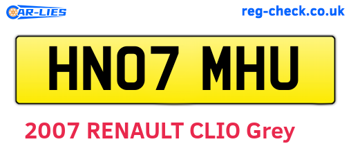 HN07MHU are the vehicle registration plates.
