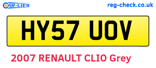 HY57UOV are the vehicle registration plates.
