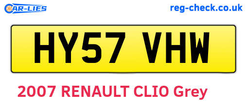 HY57VHW are the vehicle registration plates.