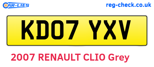 KD07YXV are the vehicle registration plates.