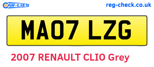 MA07LZG are the vehicle registration plates.