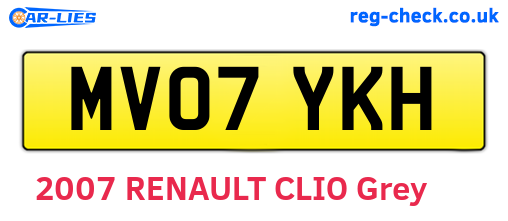MV07YKH are the vehicle registration plates.