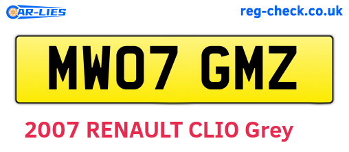 MW07GMZ are the vehicle registration plates.
