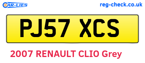 PJ57XCS are the vehicle registration plates.