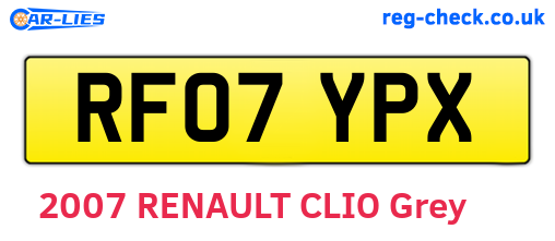 RF07YPX are the vehicle registration plates.