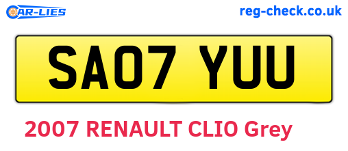 SA07YUU are the vehicle registration plates.