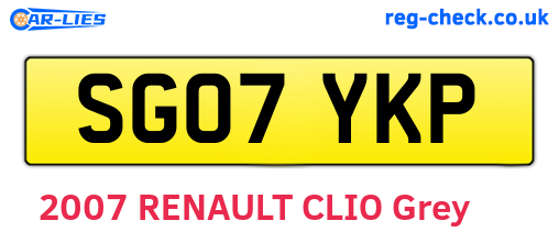 SG07YKP are the vehicle registration plates.