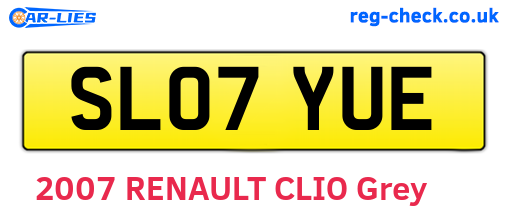 SL07YUE are the vehicle registration plates.