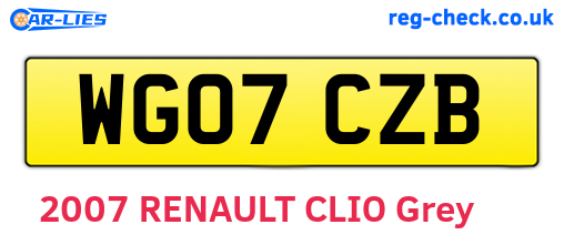 WG07CZB are the vehicle registration plates.