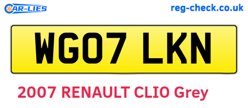 WG07LKN are the vehicle registration plates.