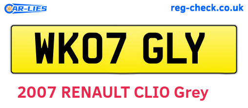 WK07GLY are the vehicle registration plates.