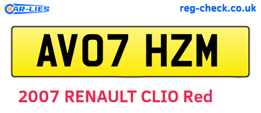AV07HZM are the vehicle registration plates.