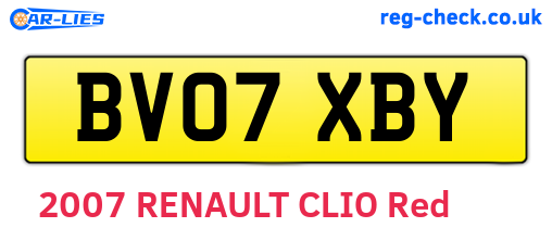 BV07XBY are the vehicle registration plates.