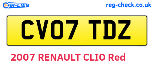 CV07TDZ are the vehicle registration plates.