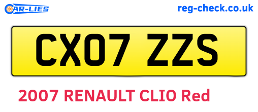 CX07ZZS are the vehicle registration plates.