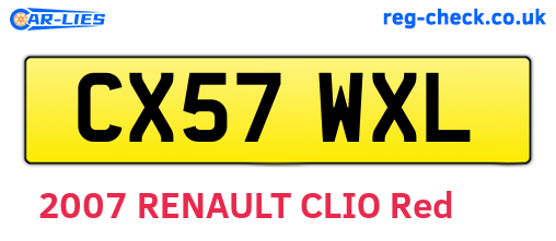 CX57WXL are the vehicle registration plates.