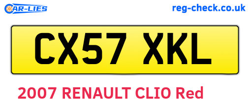 CX57XKL are the vehicle registration plates.